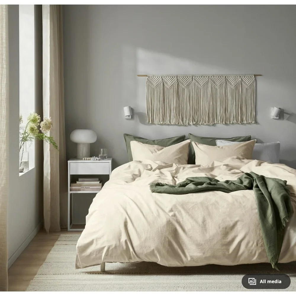 NWOT IKEA Angslilja Duvet Set Beige Natural Cotton 259x218cm 2 Pillowcases